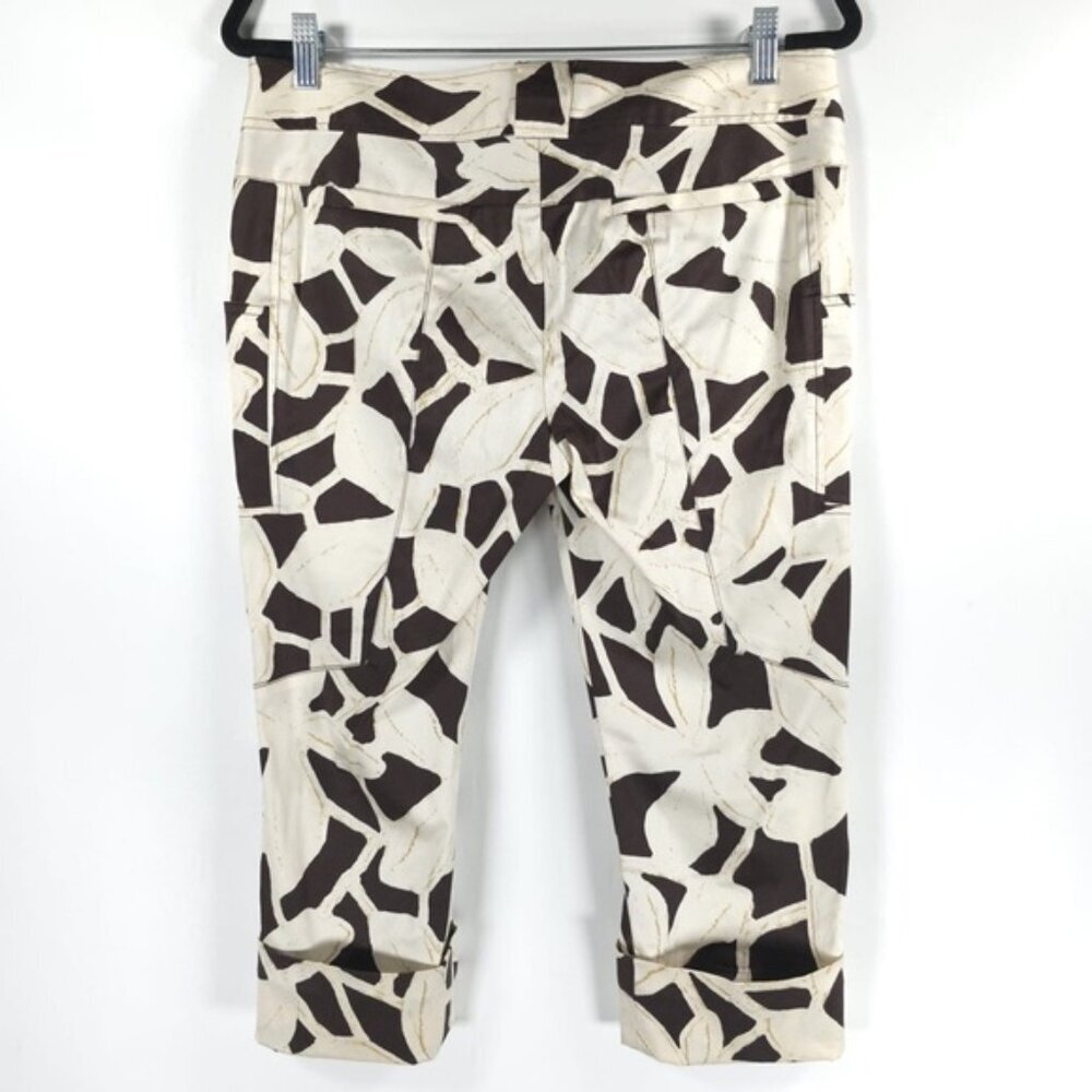 NWT DIANE von FURSTENBERG SILK Blend Capri‎ Floral Giraffe Print Pants Size 10